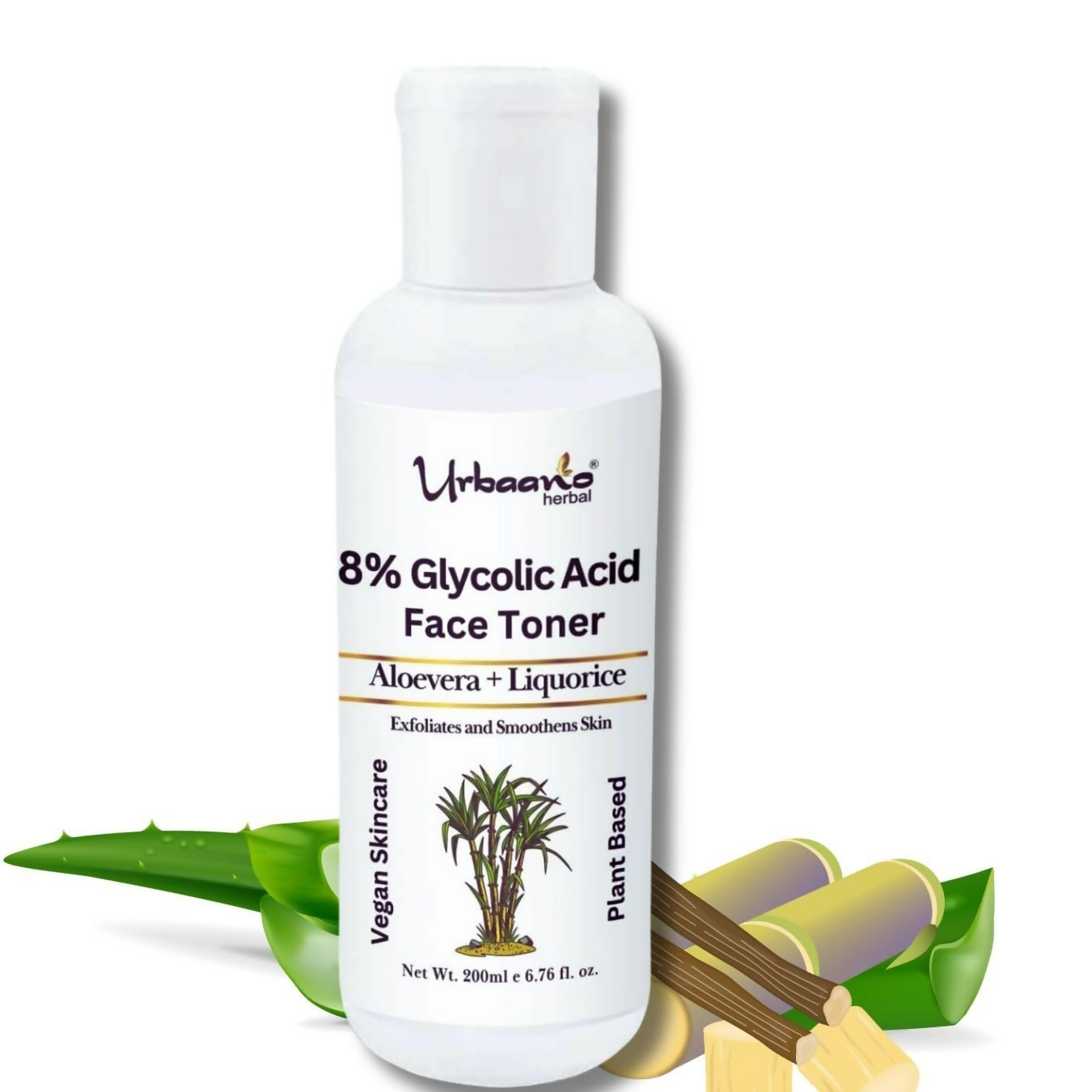 Urbaano Herbal 8% Glycolic Acid Toner For Glowing Skin | Grocsy