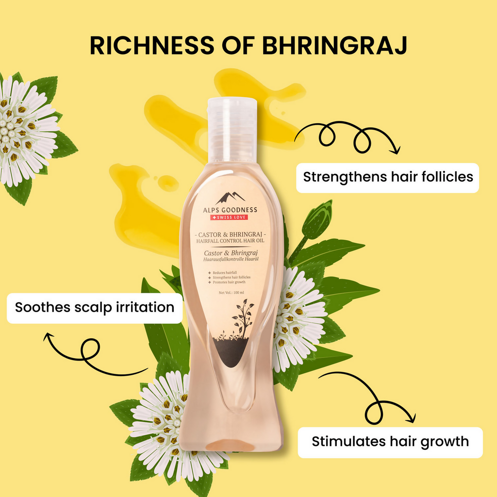 Alps Goodness Castor & Bhringraj Hairfall Control Hair Oil | Grocsy