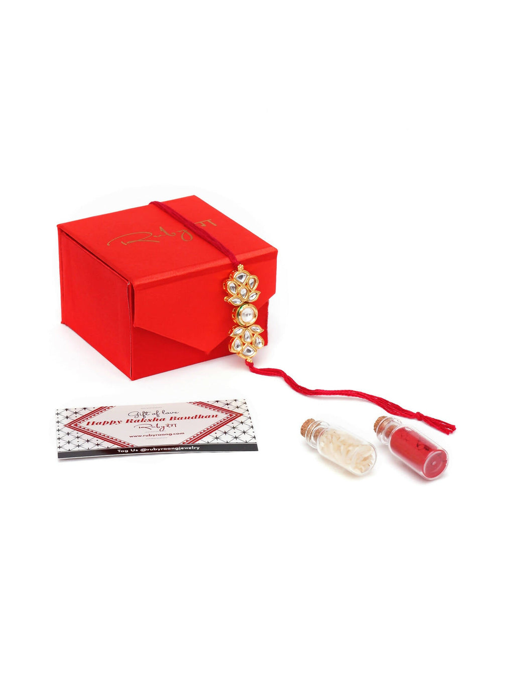 Designer kundan Rakhi - Ruby Raang | Grocsy
