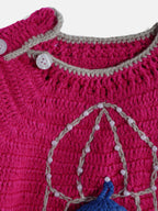 Chutput Kids Woollen Hand Knitted Full Sleeves Bird Detail Sweater For Baby Boys - Magenta | Grocsy