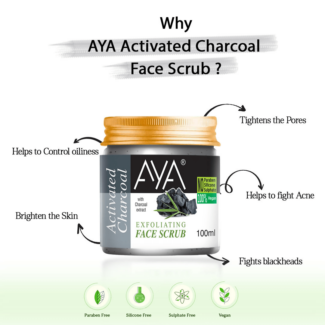 AYA Activated Charcoal Exfoliating Face Scrub | Grocsy