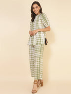 Janasya Women's Off White Cotton Tie & Dye Casual A-line Co-ords | Grocsy