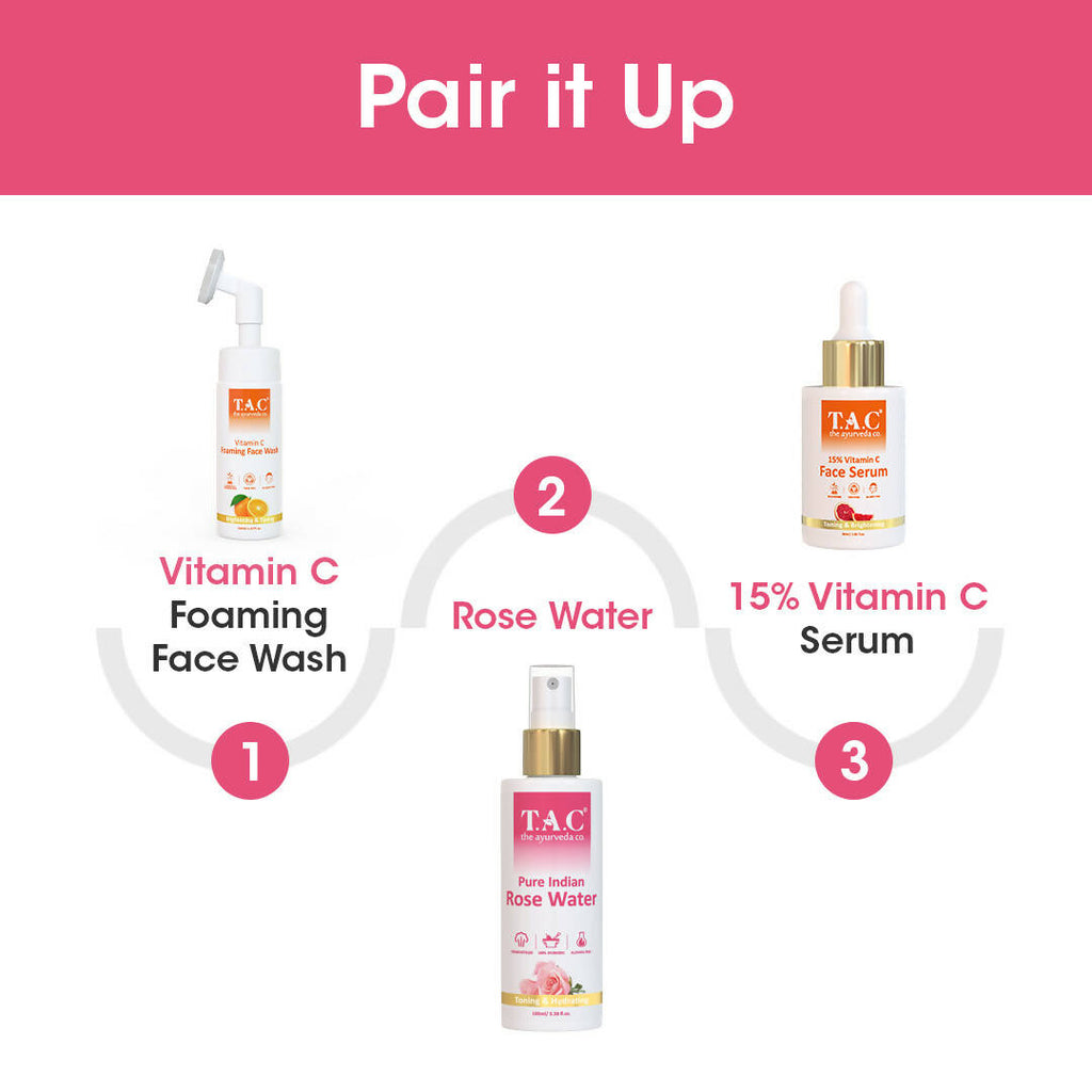 TAC - The Ayurveda Co. Pure Indian Rose Water For Toning & Hydration for Women & Men | Grocsy