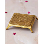 eCraftIndia Beige Lotus Flowers Engraved Pooja Chowki | Grocsy