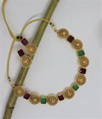 Joban Fashion Maroon & Green Pure Brass With Rajwadi Polish Necklace Set | Grocsy