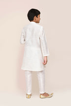 Joban Fashion Art Silk White Kurta With Straight Fit Pant | Grocsy