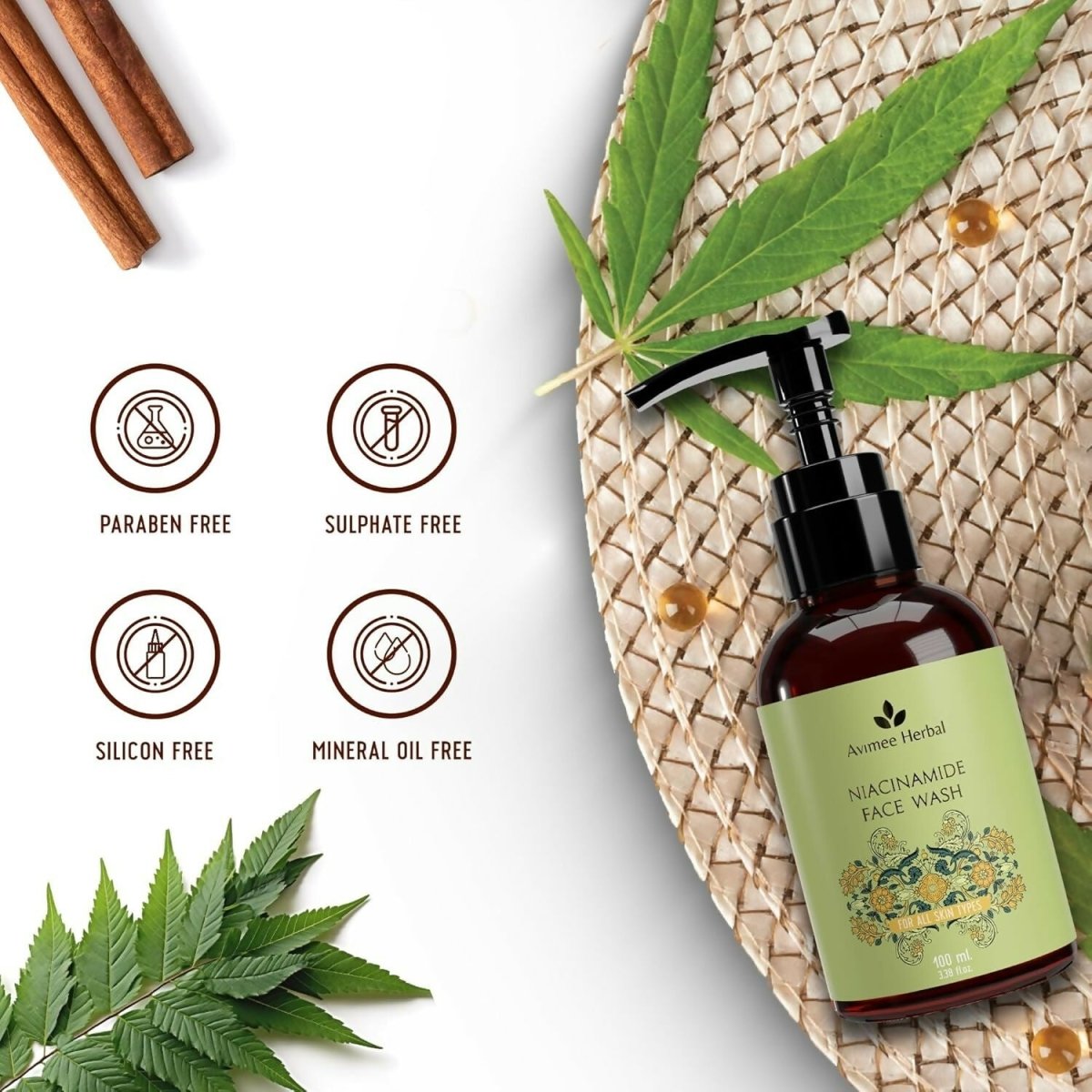 Avimee Herbal Niacinamide Face Wash For Daily Hydration and Nourishment | Grocsy