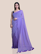 Suta Lavender Solid Mul Saree | Grocsy