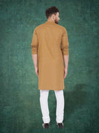 Even Apparels Men's Pure Cotton Beige Kurta | Grocsy