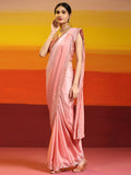 Peach Ombre Satin Georgette Plain Ready to wear Saree with stitched Blouse - Vrinda | Grocsy