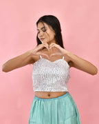Amodini Designer Studio Silver Sequined Strap Padded Blouse | Grocsy