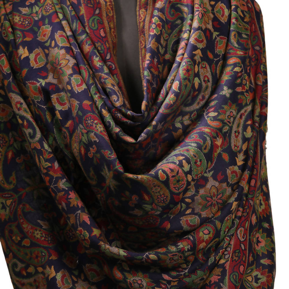 Nizalia Cashmere Fine Wool Blue Kani Jama Shawl | Grocsy