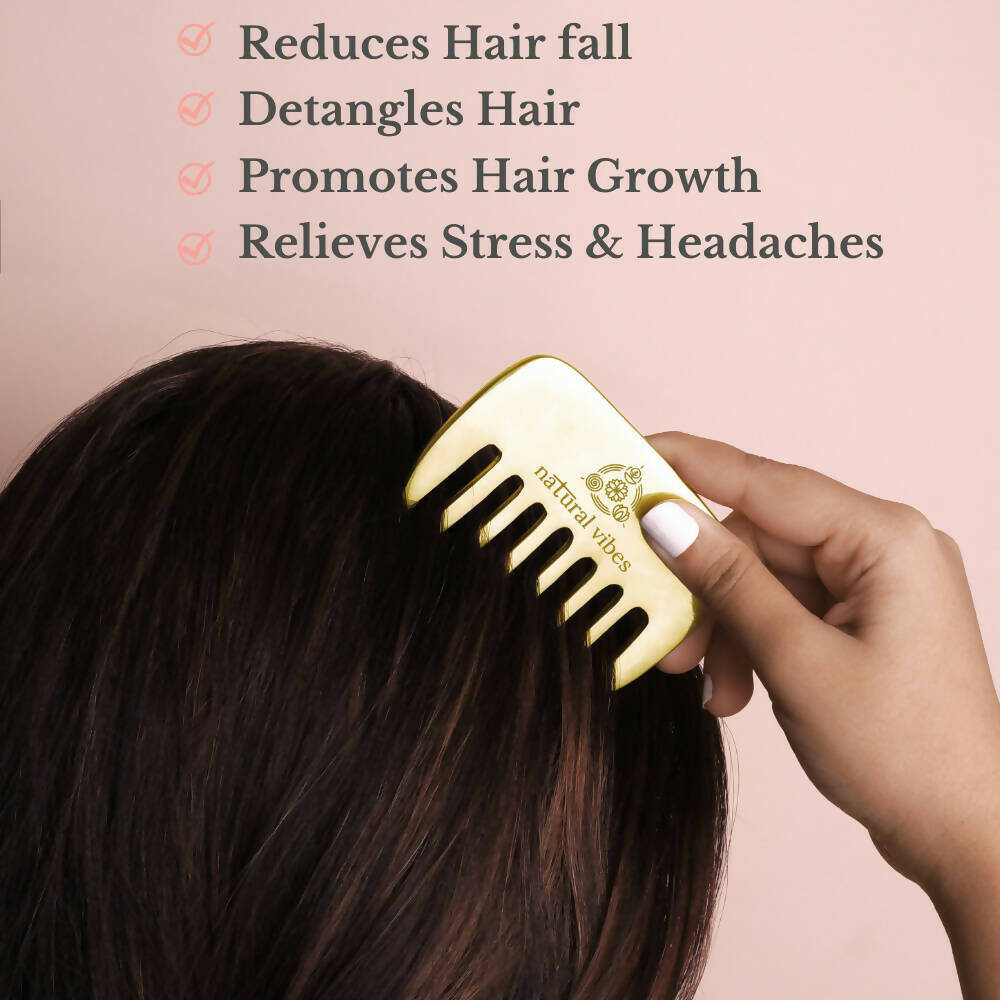 Natural Vibes Kansa Hair Comb for Hair Fall, Growth, Circulation & Stress Relief | Grocsy