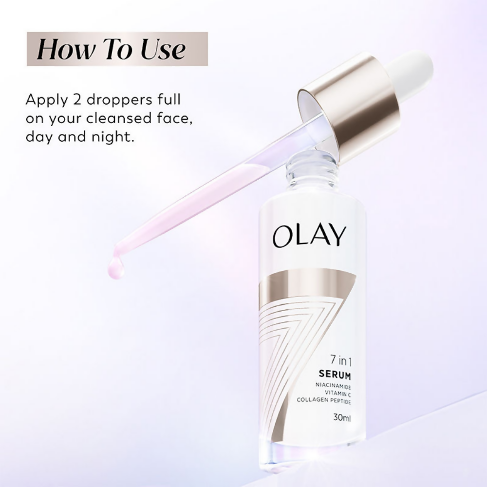 Olay 7in1 Serum with Niacinamide, Vitamin C, Collagen Peptides | Grocsy
