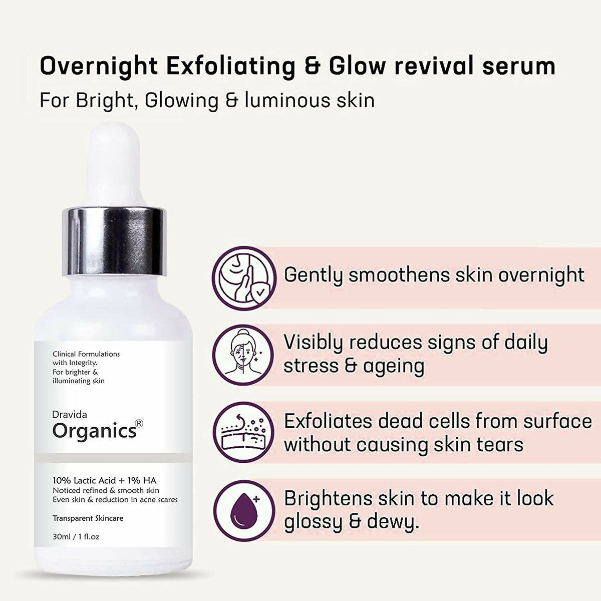 Dravida Organics 10% Lactic Acid Serum | Grocsy