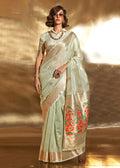 Green Handwoven Tissue Fabric Festive & Party Style Saree - Emponline | Grocsy