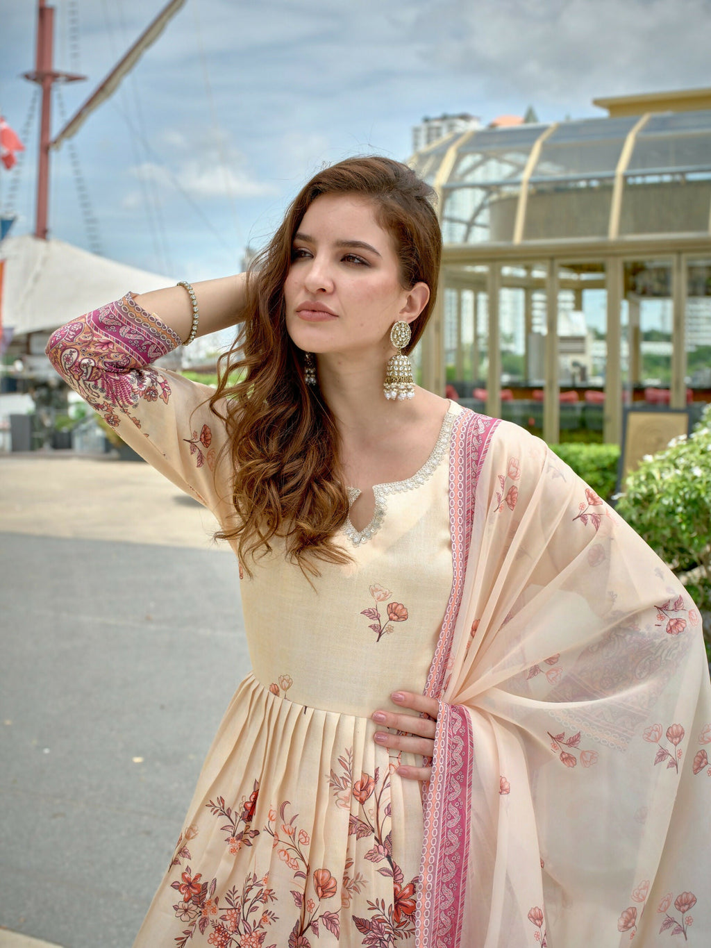 Joban Fashion Off White Position Digital Print With Position Foil Kurta Set | Grocsy