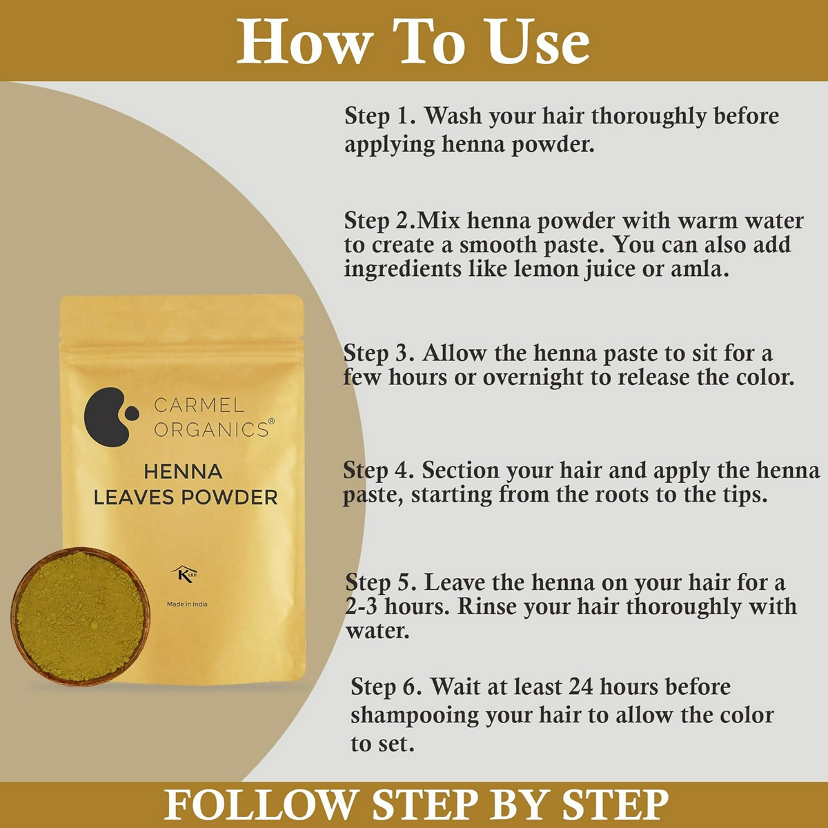 Carmel Organics Henna Leaves Powder For Hair Color | Grocsy