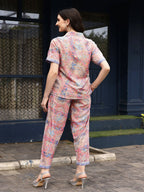 Pink Rayon Floral Printed Top with Matching Bottom - Eesha | Grocsy