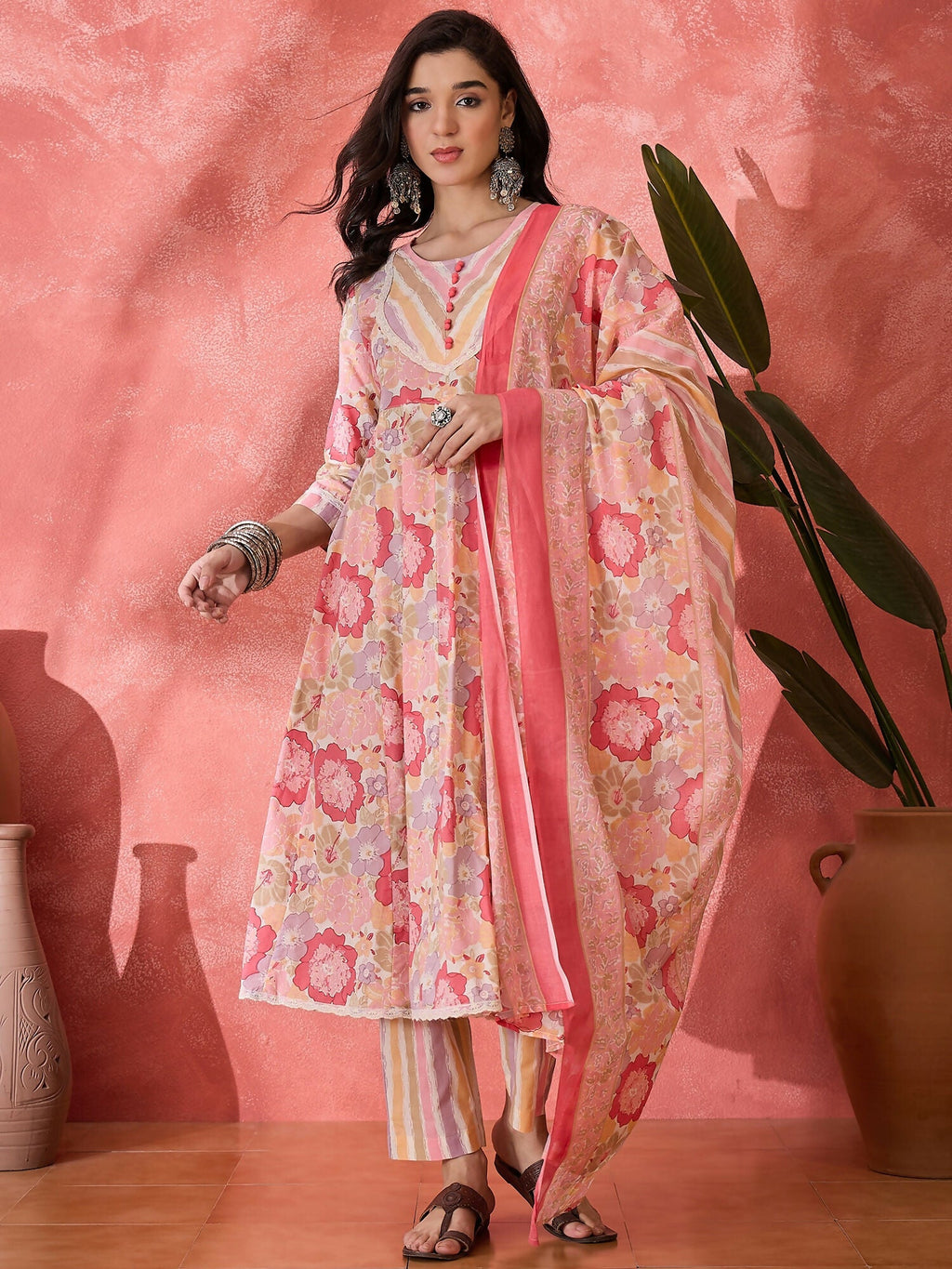 Joban Fashion Printed Pink Pure Cotton Kurta Set | Grocsy