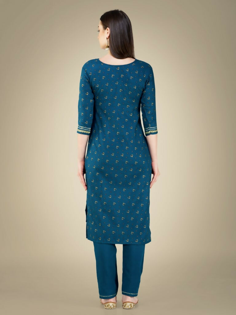 Jyoti Fashion Women's Morpich Cotton Magic Slub Embroidery & Sequence work Kurta with Trouser & Dupatta | Grocsy