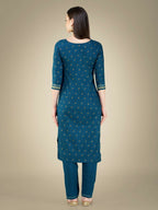 Jyoti Fashion Women's Morpich Cotton Magic Slub Embroidery & Sequence work Kurta with Trouser & Dupatta | Grocsy