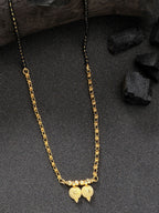 NVR Women's Gold-Polished Black Beaded Mangalsutra | Grocsy