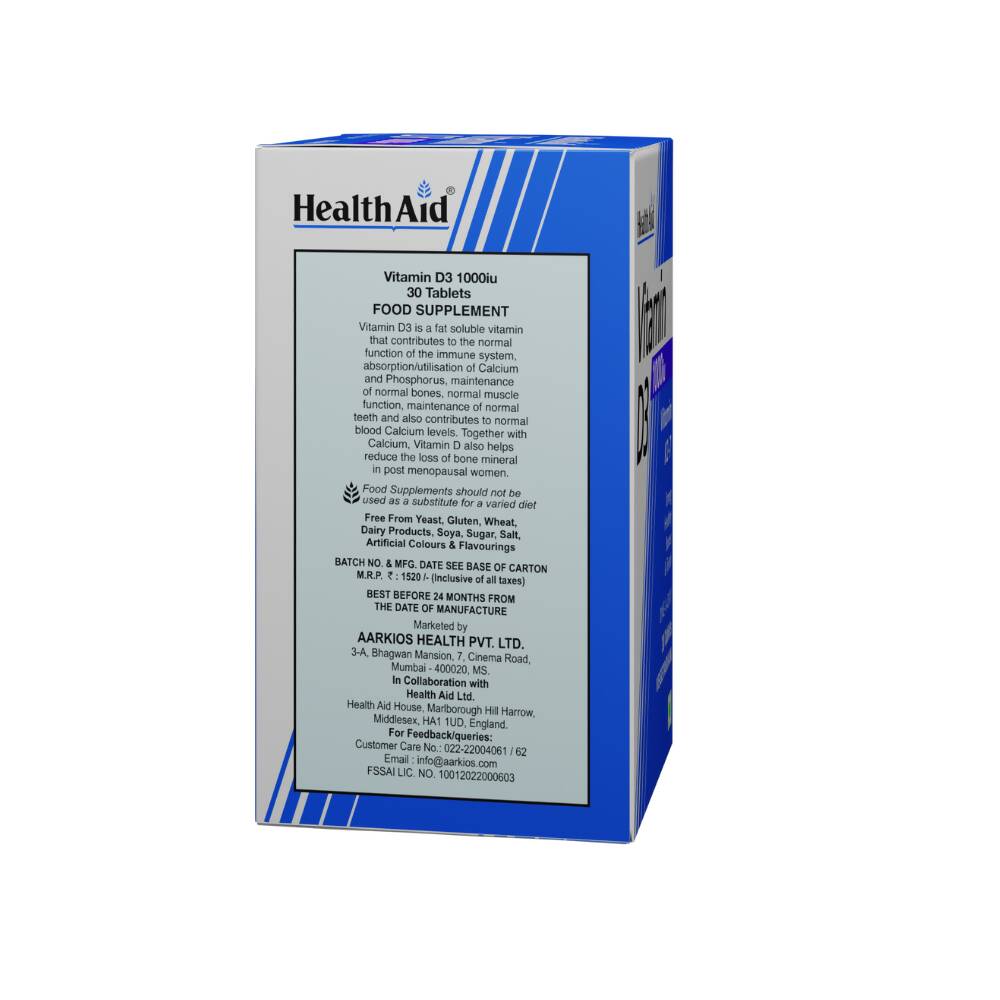 HealthAid Vitamin D3 1000 iu Tablets | Grocsy
