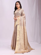 Shree Shyam Fashion Organza Peach Saree | Grocsy