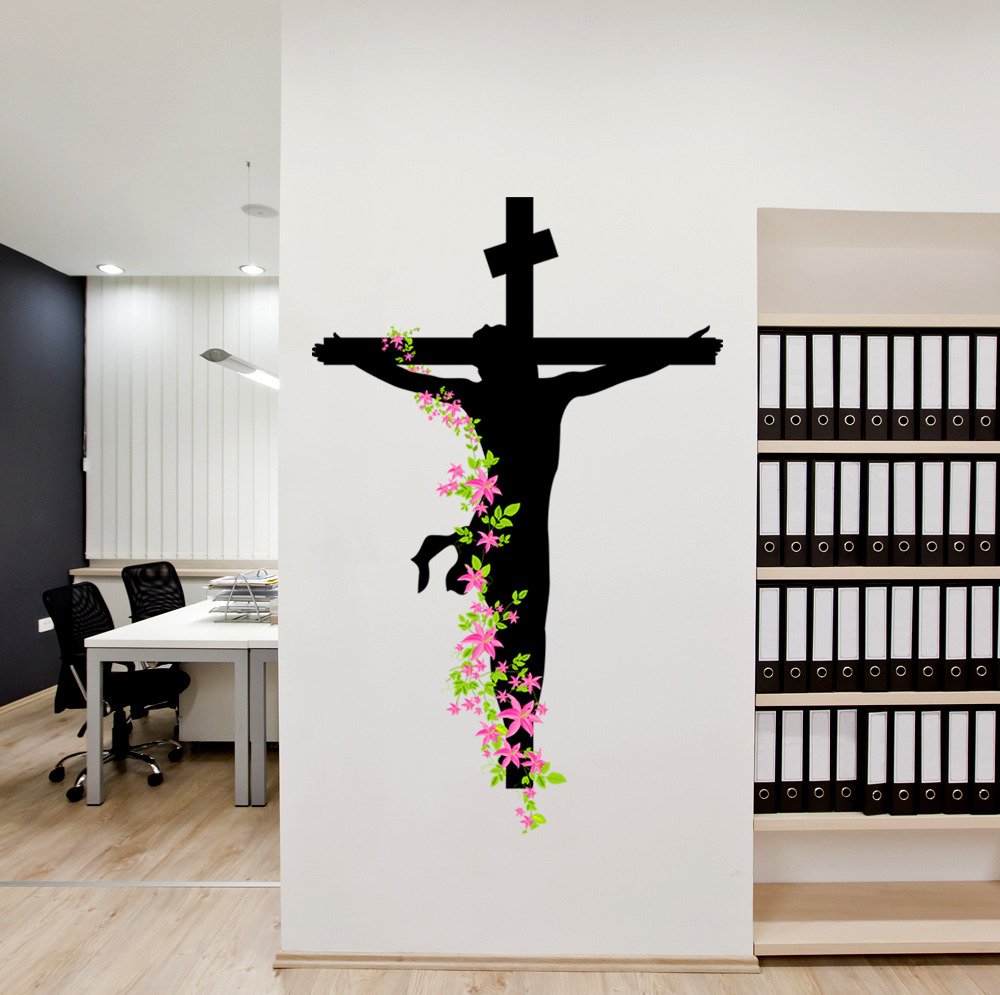 Jesus Christ Floral Religion Christian Trinity Prayer Wall Sticker | Grocsy