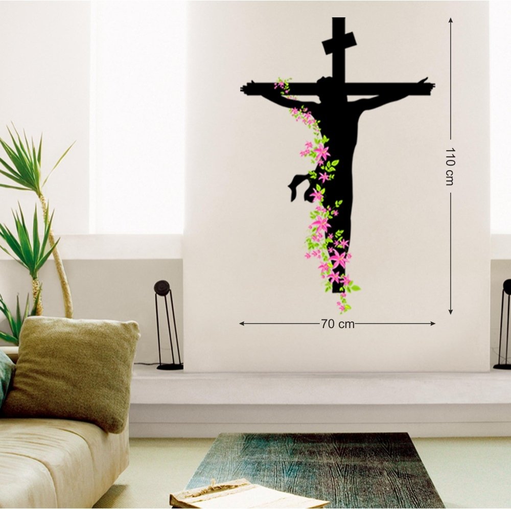Jesus Christ Floral Religion Christian Trinity Prayer Wall Sticker | Grocsy