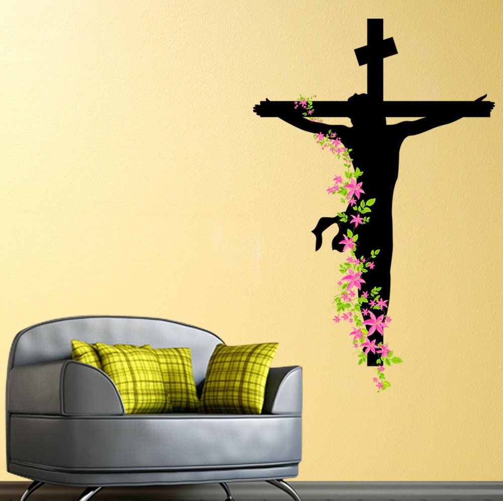 Jesus Christ Floral Religion Christian Trinity Prayer Wall Sticker | Grocsy