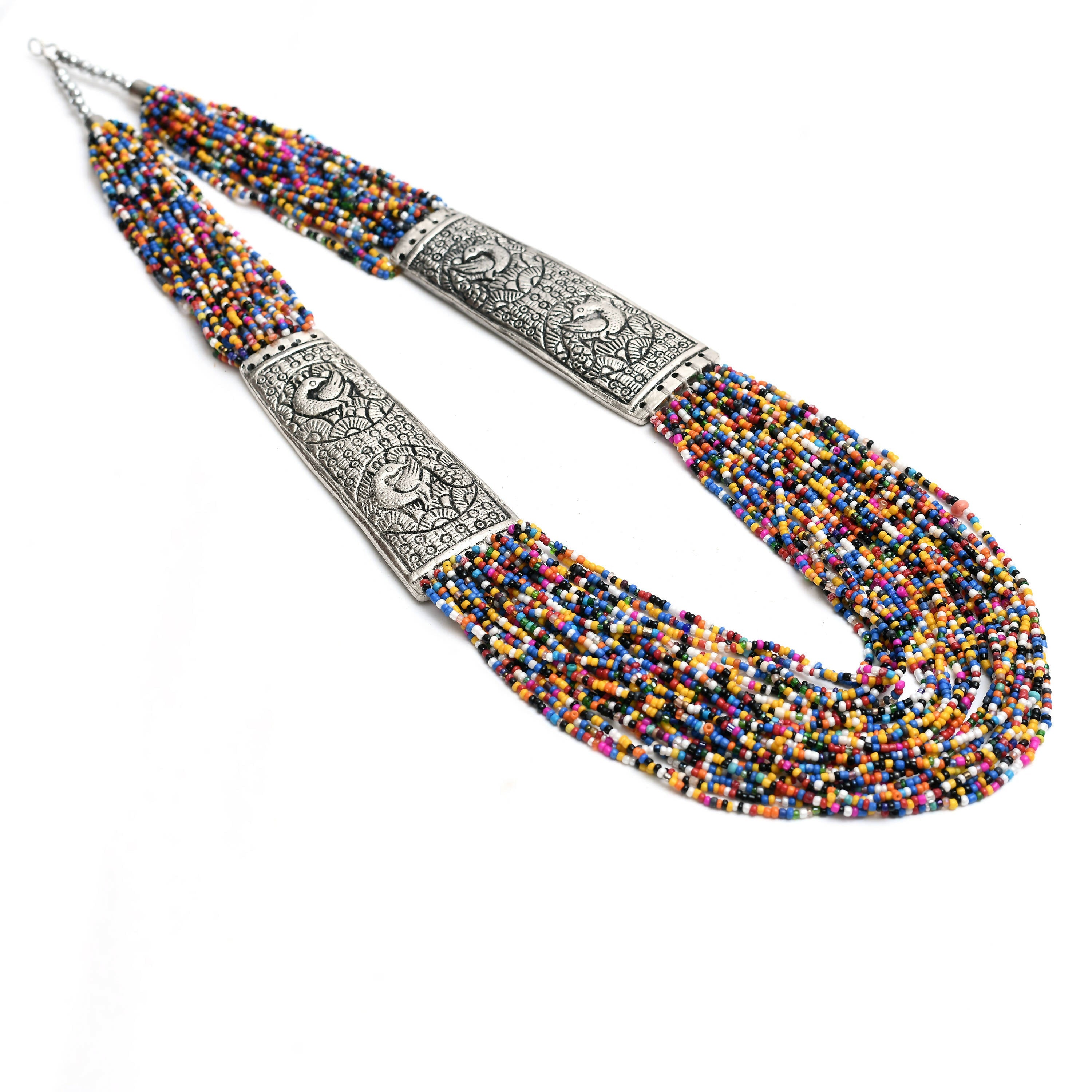 Mominos Fashion Johar Kamal Oxidised Multi Beads Long Statement Necklace For Women | Grocsy