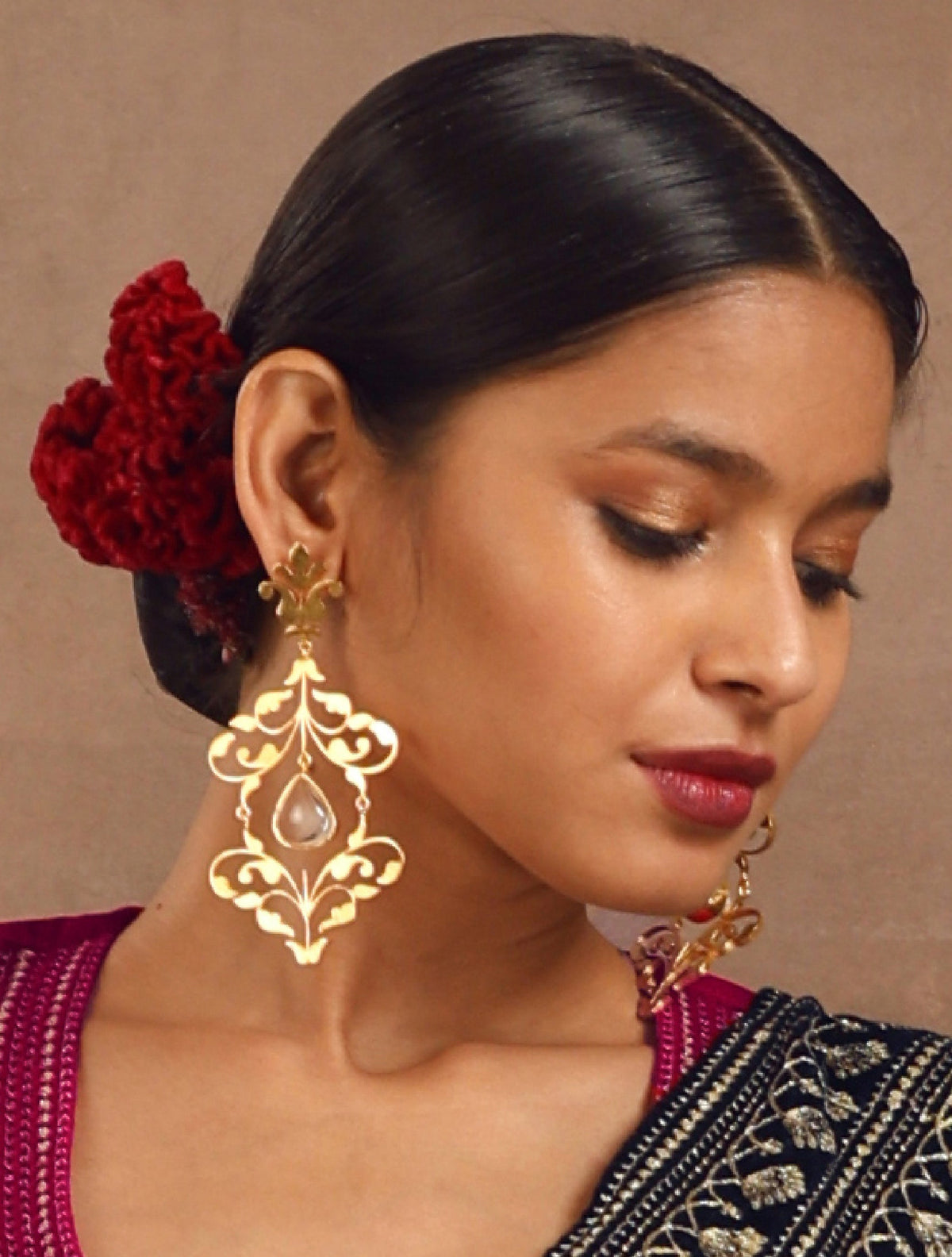 trueBrowns Gold-Polished Tear Drop Earrings | Grocsy