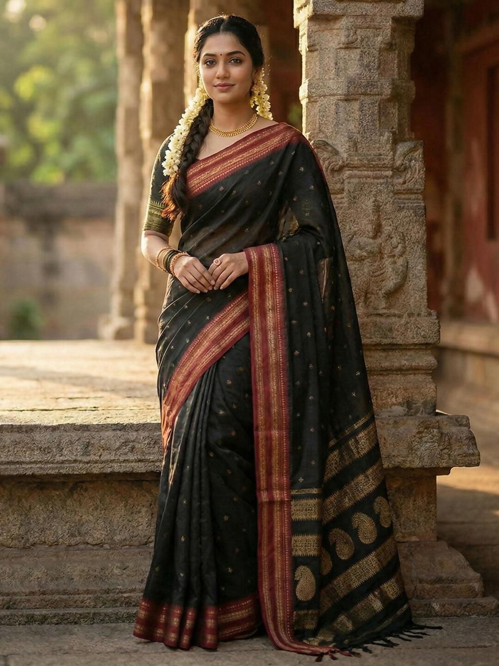 Shree Shyam Fashion Black Soft Silk Saree | Grocsy