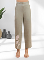 Joban Fashion Gray Linen Embroidered Readymade Long Kurta With Pant | Grocsy