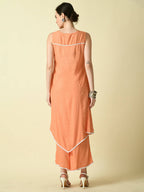 Myshka Women's Peach Embroidered Kurta With Palazzo | Grocsy