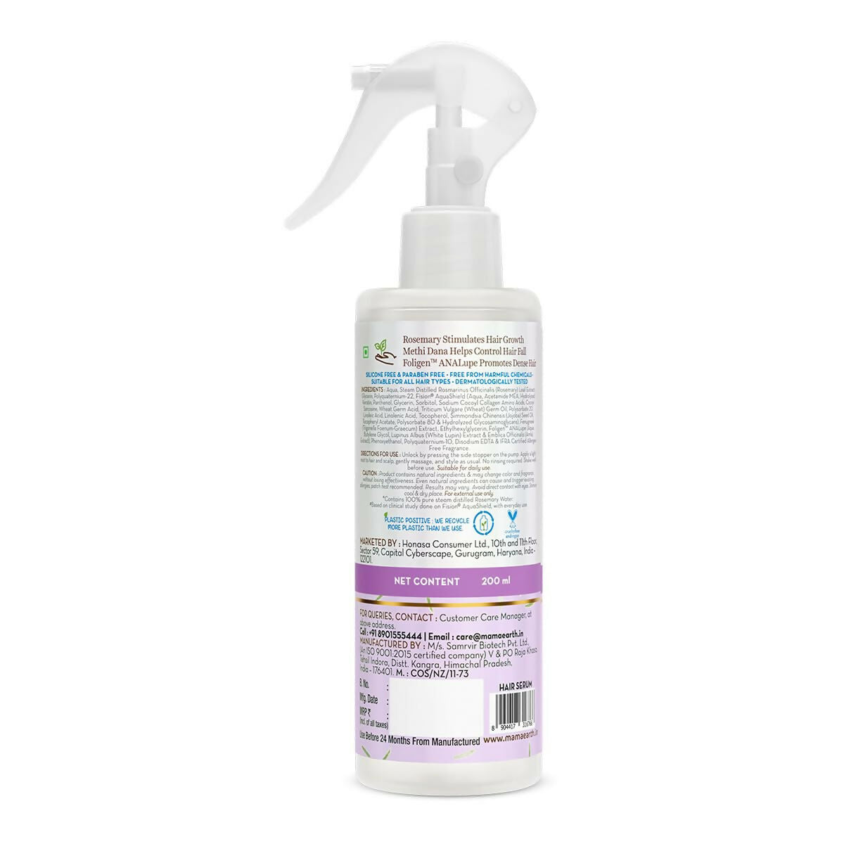 Mamaearth Rosemary Water Anti-Hair Fall Spray with 100% Pure Steam Distilled Rosemary Water & Methi Dana for Hair | Grocsy