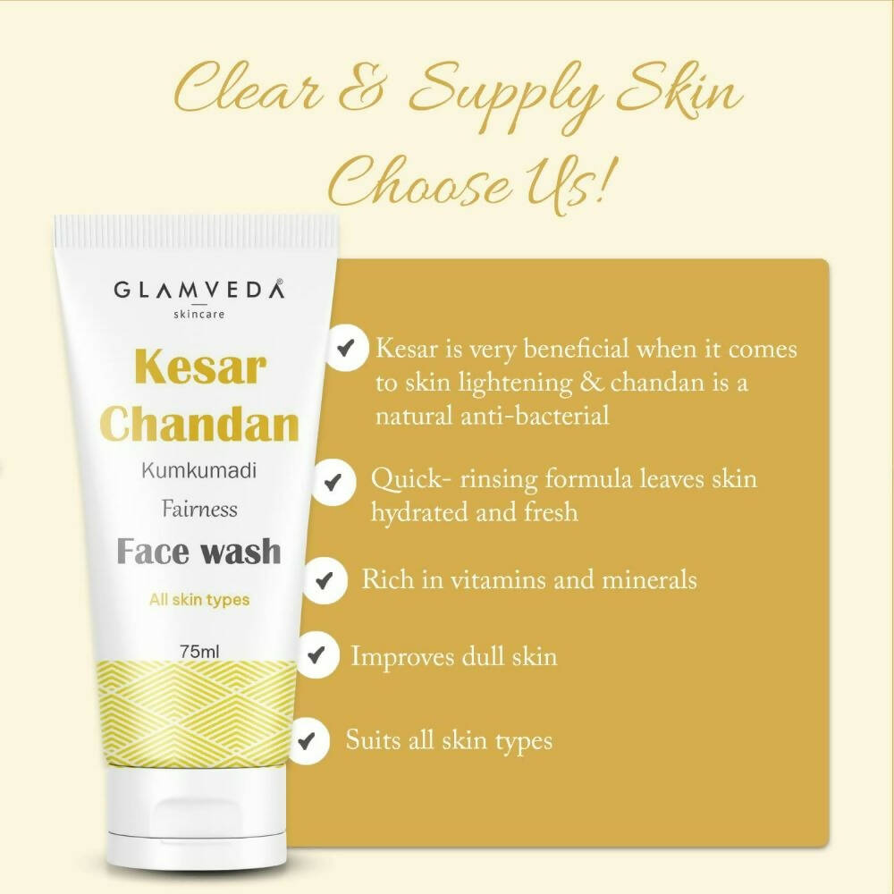 Glamveda Kesar Chandan Kumkumadi Fairness Face Wash | Grocsy