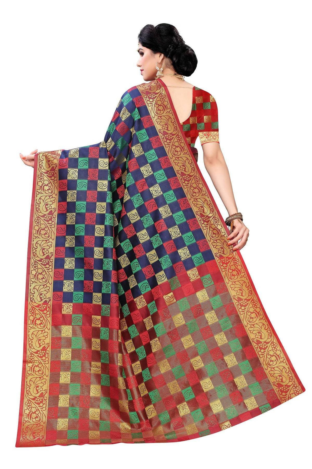 Vamika Banarasi Jaquard Navy Blue Designer Weaving Saree | Grocsy