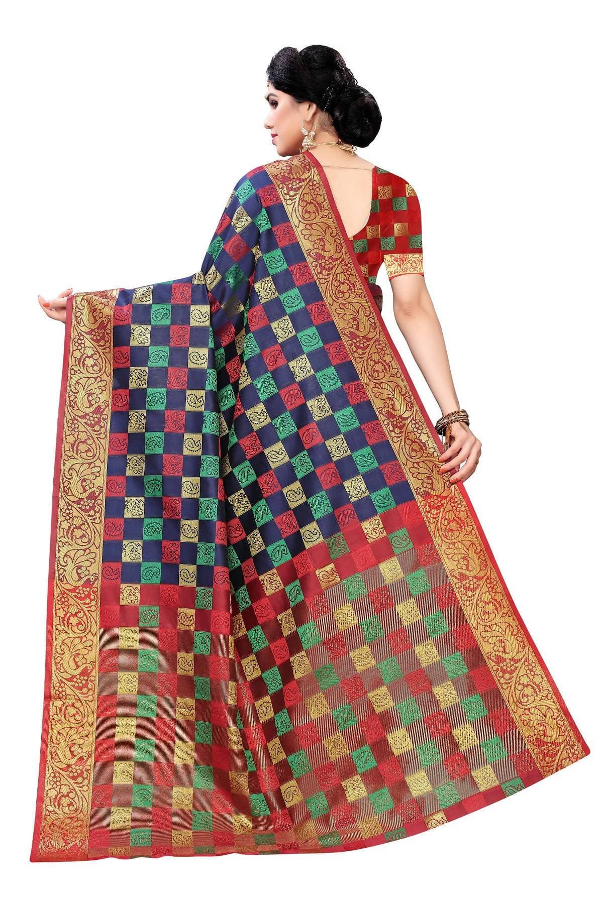 Vamika Banarasi Jaquard Navy Blue Designer Weaving Saree | Grocsy