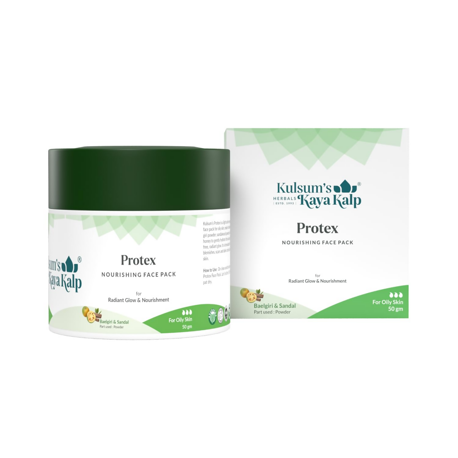 Kulsum's Kaya Kalp Protex Nourishing Face Pack With Baelgiri & Sandalwood | Grocsy