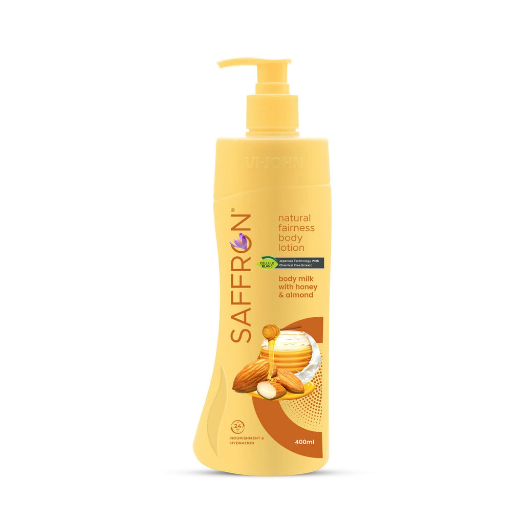 VI-JOHN Saffron Natural Fairness Body Lotion Body Milk with Honey & Almond Deep Nourishment & Radiant Glow For All Skin Types | Grocsy