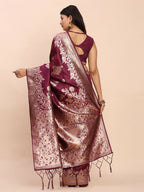 Shree Shyam Fashion Banarasi Silk Purple Saree | Grocsy