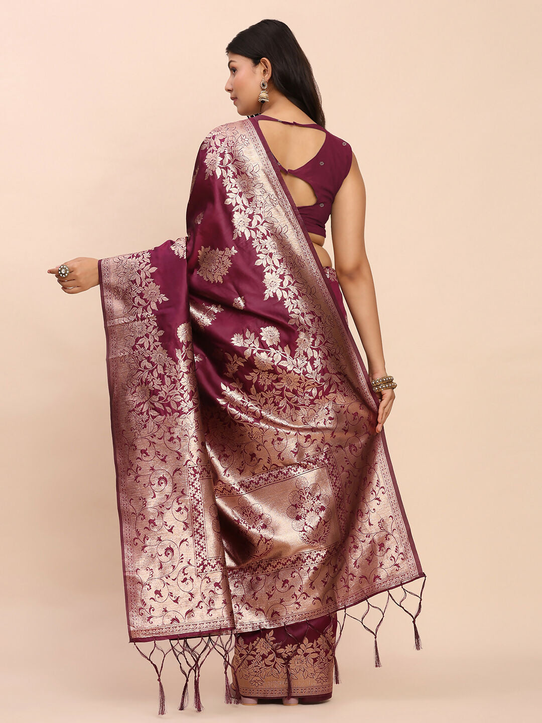 Shree Shyam Fashion Banarasi Silk Purple Saree | Grocsy