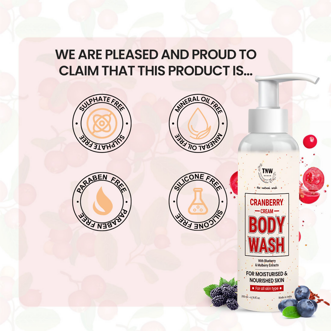 The Natural Wash Cranberry Cream Body Wash | Grocsy