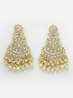 NVR Women Gold-Polished Kundan Drop Earrings | Grocsy