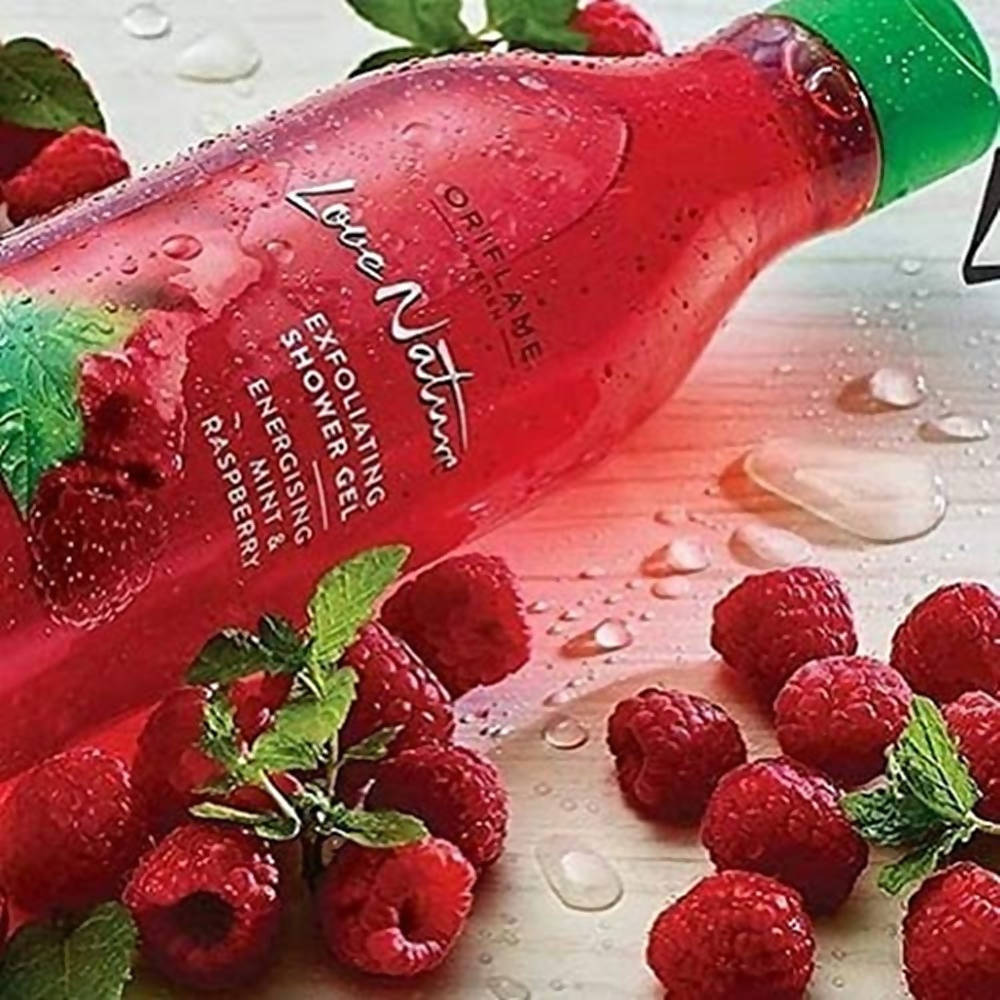 Oriflame Love Nature Exfoliating Shower Gel - Energising Mint & Raspberry | Grocsy