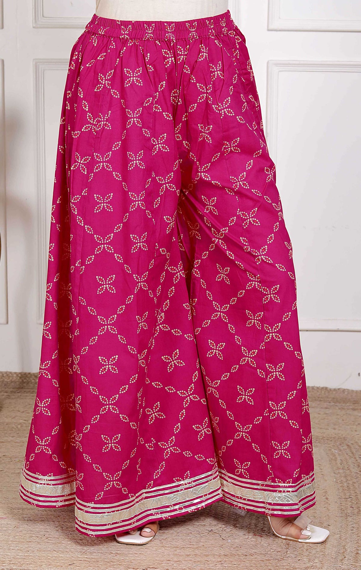 Miravan Women's Embellished Ethnic Cotton Kurta with palazzo | Grocsy
