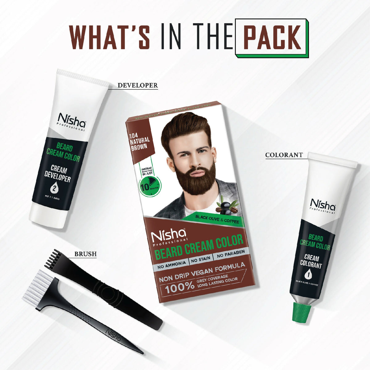 Nisha Beard Colour for Men - Natural Brown | Grocsy